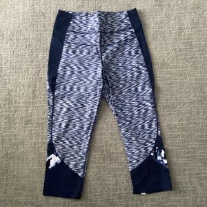 CALVIN KLEIN PERFORMANCE LEGGINGS NAVY BLUE WHITE ACTIVEWEAR SPACE DYE SZ LARGE